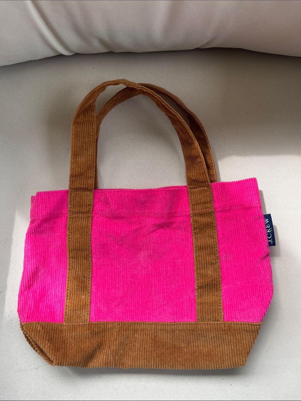 J. Crew Girls Hot Pink and Brown Corduroy Tote